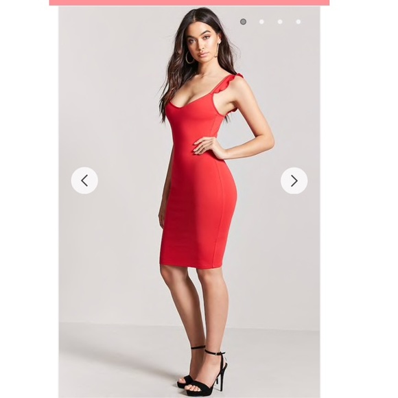 Forever21 Ruffle Red Dress - Picture 2 of 4